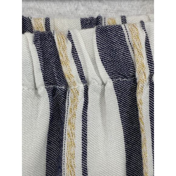 BLUE ISLAND Jumpsuit Small Striped Cinched Waist Strapless Rayon White Navy - Picture 4 of 14